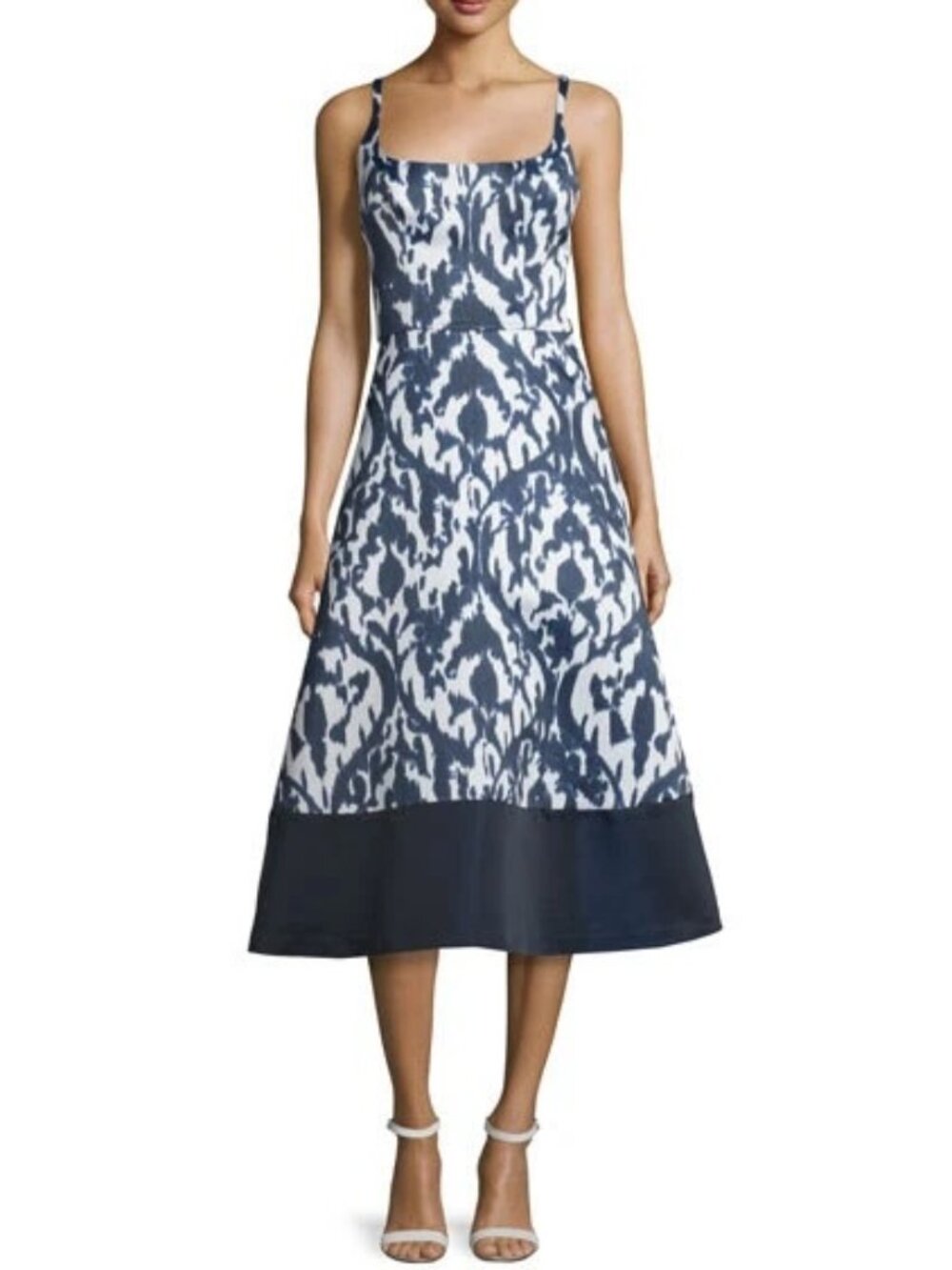 Theia Ikat Print Navy and White Gown- Size 8- Like New